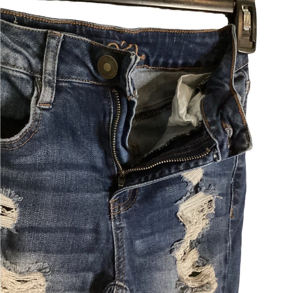Rue21 Size 0 High Rise Dark Blue Distressed Ankle Jeggings - Picture 5 of 11